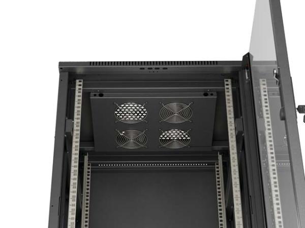 LANBERG INŠTALAČNÝ SKRIŇOVÝ ROZVADEČ 19" 22U 600X600 ČIERNE SKLENENÉ DVERE (PLOCHÉ BALENIE) 