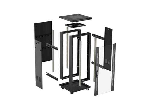 LANBERG INŠTALAČNÝ SKRIŇOVÝ ROZVADEČ 19" 22U 600X600 ČIERNE SKLENENÉ DVERE (PLOCHÉ BALENIE) 
