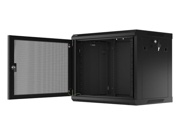 LANBERG 19" RACKOVÁ SKRIŇA PRO MONTÁŽ NA STENU 9U/ 600X450 S PERFOROVANÝMI DVERMI ČIERNA 