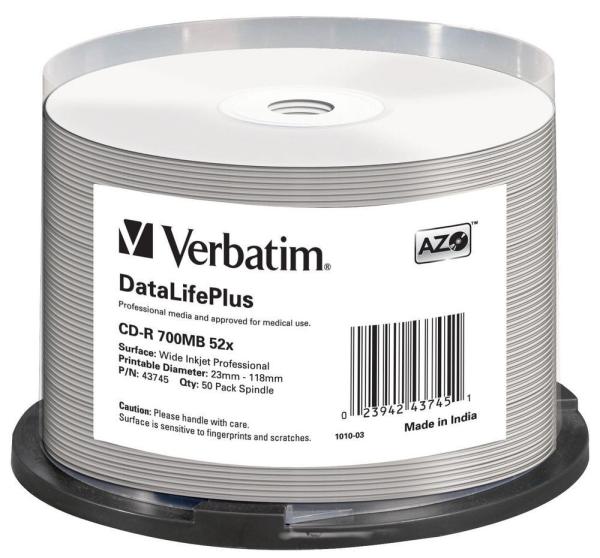VERBATIM CD-R(50-Pack)Spindle/ Print/ 52x/ 700MB/ NoID