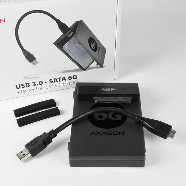 AXAGON ADSA-1S6, USB3.0 - SATA 6G UASP HDD/ SSD adaptér vč. 2.5" pouzdra 