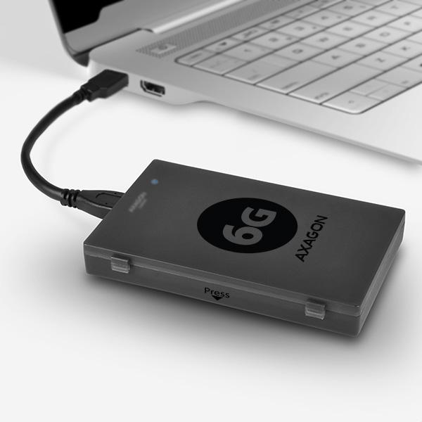 AXAGON ADSA-1S6, USB3.0 - SATA 6G UASP HDD/ SSD adaptér vč. 2.5" pouzdra 