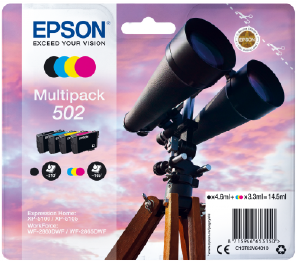 EPSON multipack 4 barvy, 502 Ink, standard