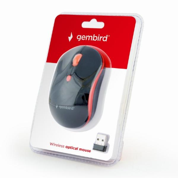 Gembird MUSW-4B-03-R/ Cestovní/ Optická/ Bezdrátová USB/ Černá-červená 