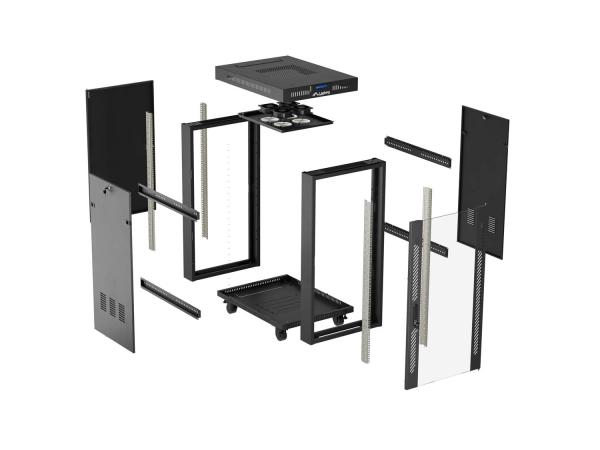 LANBERG 19" VOĽNE STOJÚCA RACKOVÁ SKRIŇA 42U/ 600X800 (FLAT PACK) S PRESKLENÝMI DVERAMI LCD ČIERNA 
