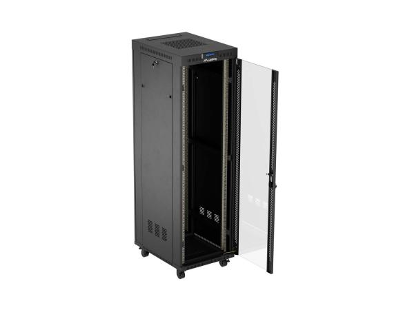 LANBERG 19" VOĽNE STOJÚCA RACKOVÁ SKRIŇA 42U/ 600X800 (FLAT PACK) S PRESKLENÝMI DVERAMI LCD ČIERNA 