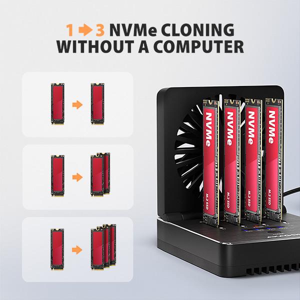 AXAGON ADSA-M2C44, USB4 dokovacia stanica pre 4× M.2 NVMe SSD s funkciou klonovania 