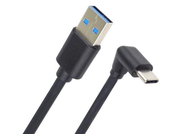 PremiumCord USB C-USB A, zahnutý, čierny, 50 cm 