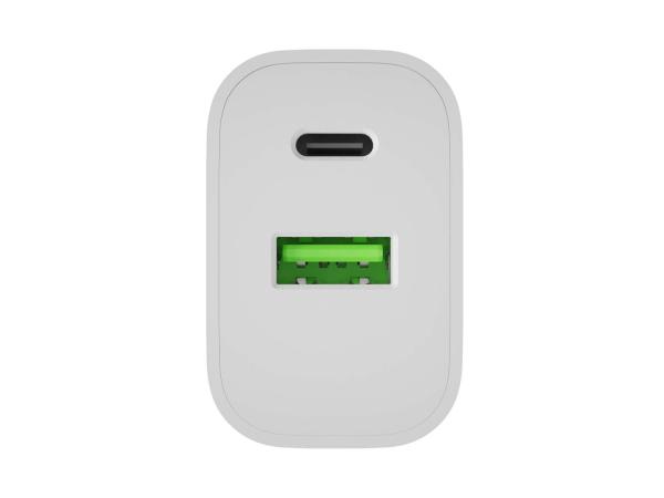 Univerzálna nabíjačka Natec RIBERA 20 W 1X USB-A + 1X USB-C, biela 