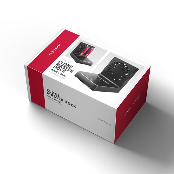 AXAGON ADSA-M2C22, USB-C 20Gbps dokovacia stanica pre 2× M.2 NVMe/ SATA SSD s funkciou klonovania 