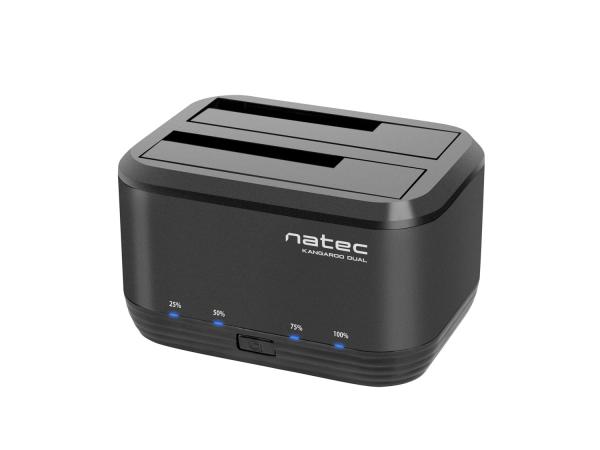 Dokovací stanice pro HDD 2, 5"/ 3, 5" USB 3.0 Natec Kangaroo Dual, funkce klonování, napájecí adaptér