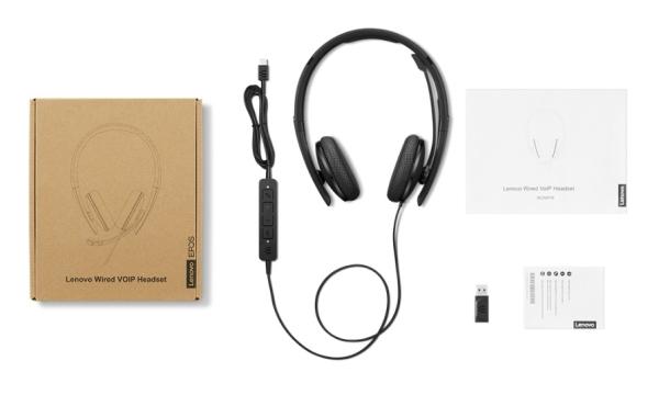 Lenovo Wired VoIP/ ANC/ USB/ Čierna 