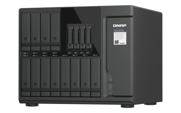 QNAP TVS-h1677AX-R5-16G (AMD Ryzen 5, ZFS, 16GB DDR5 RAM, 12x 3, 5" + 4x 2, 5", 2x 2, 5GbE, 2x 10GbE) 