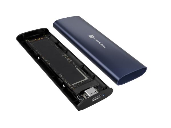 Externý box pre SSD Natec RHINO M.2 NVME LITE USB-C 3.2 GEN 2, hliníkové telo, STEEL NAVY 