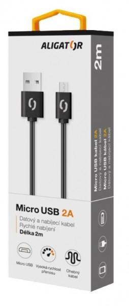 ALIGATOR Datový kabel 2A mikro USB 2 m černý