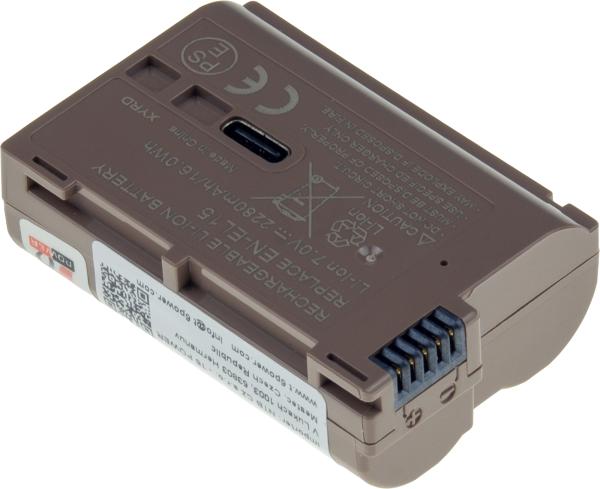 Batéria T6 Power pre Nikon EN-EL15, EN-EL15a, EN-EL15e, EN-EL15b, 2280mAh, 16Wh, USB-C 