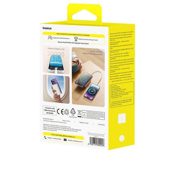 Baseus EnerFill FM41 Ultra Mini 20W Magnetická Powerbanka 20000mAh White 