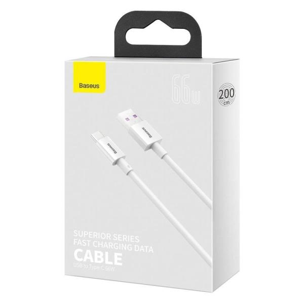 Baseus Superior Series Fast Charging Dátový Kábel USB-A - USB-C 66W 2m White 