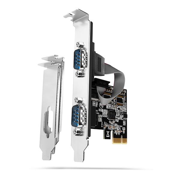 AXAGON PCEA-S2N, PCIe radič - 2x sériový port (RS232) 250 kbps, vr. LP 