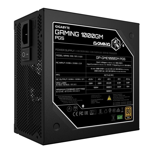 GIGABYTE GAMING 1000GM PG5/ 1000W/ ATX 3.1/ 90%/ Modular/ Retail 