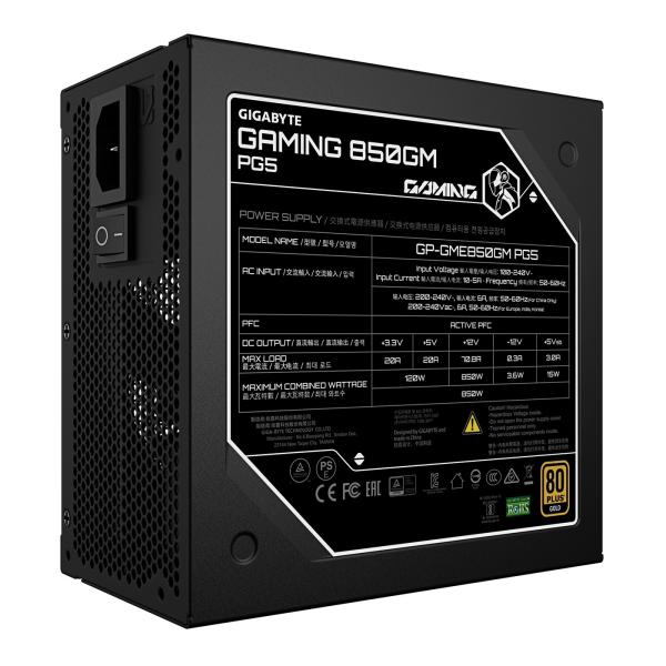 GIGABYTE GAMING 850GM PG5/ 850W/ ATX 3.1/ 90%/ Modular/ Retail 