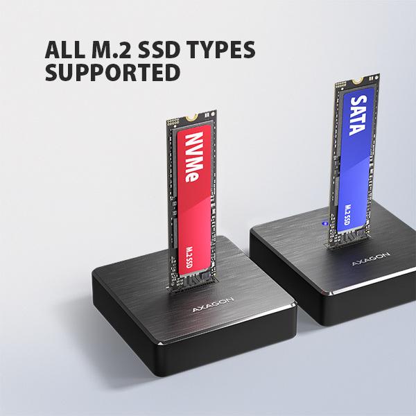 AXAGON ADSA-M2C11, USB-C 10Gbps dokovacia stanica pre 1× M.2 NVMe/ SATA SSD 