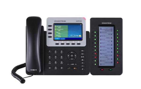 Grandstream GXP2130, 2, 8" LCD bar. displej, 3 SIP účty, 4 prog. hr., 8 BLF, BT, dual Gbit port, PoE 