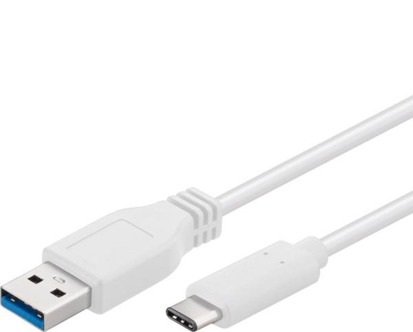 PremiumCord USB-C/ male - USB 3.0 A/ Male, bílý, 1m