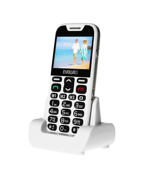 EVOLVEO EasyPhone XD, mobilní telefon pro seniory s nabíjecím stojánkem (bílá barva) 