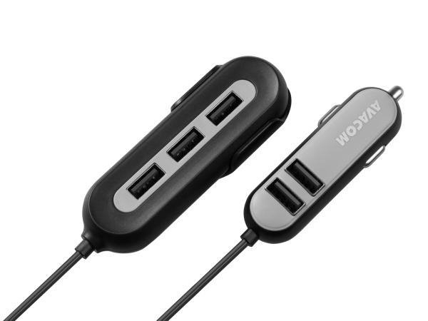 Nabíjačka do auta AVACOM CarHUB s výstupom 5x USB, čierna 
