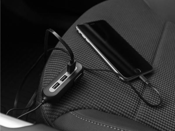 Nabíjačka do auta AVACOM CarHUB s výstupom 5x USB, čierna 