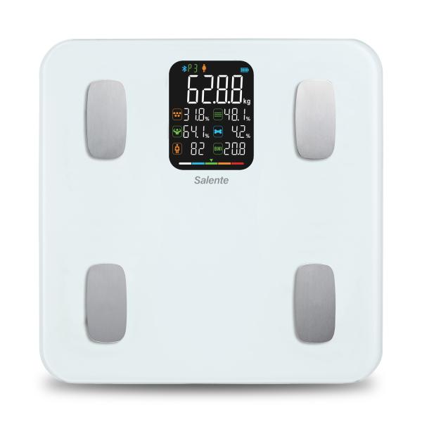 Salente MaxFit, múdra osobná diagnostická fitness váha, Bluetooth, biela 