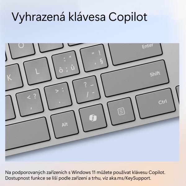 Microsoft Surface Keyboard (2. edice) commercial/ Bezdrátové Bluetooth/ CZ/ SK/ Šedá 