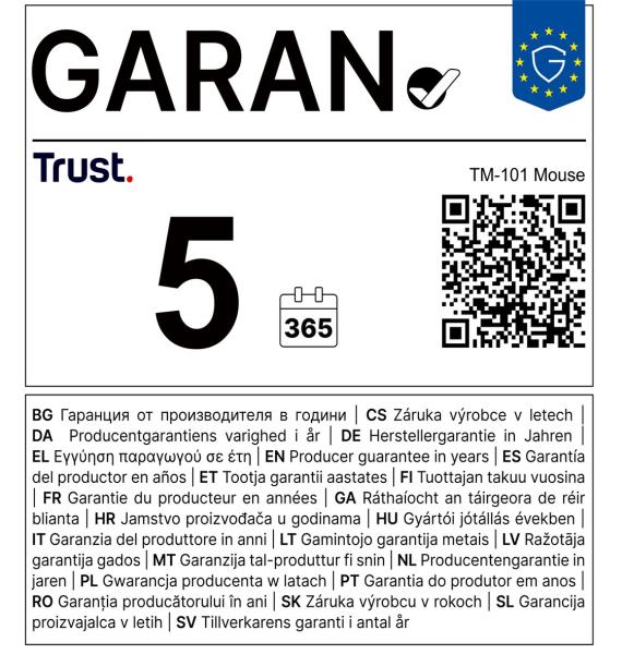 Trust TM-101/ Kancelárska/ Optická/ 1 200 DPI/ Drôtová USB/ Čierna 