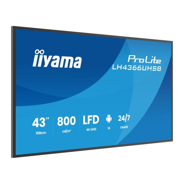 43" iiyama LH4366UHSB-B1AG: 4K UHD, VA, IPX5, DP-out 