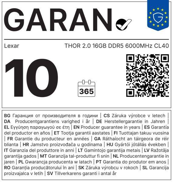 Lexar THOR 2.0 16GB DDR5 6000MHz CL40 