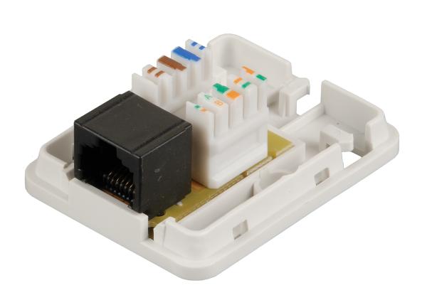 Solarix Zásuvka CAT5E UTP 1 x RJ45 pre sadrokartón biela SX108-5E-UTP-WH 