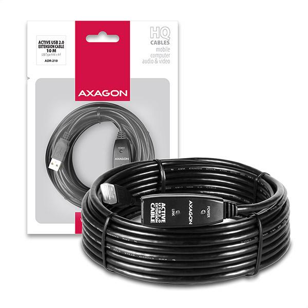 AXAGON ADR-210, USB 2.0 A-M -> A-F aktivní prodlužovací / repeater kabel, 10m