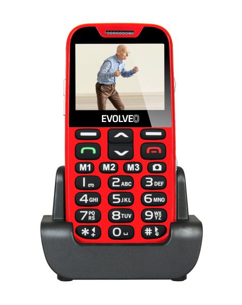 EVOLVEO EasyPhone XD, mobilní telefon pro seniory s nabíjecím stojánkem (červená barva)