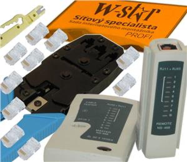 W-Star Sada nářadí WS193 UTP tester, krimpovací kleště UNI, stripovač, 10x konektory RJ45