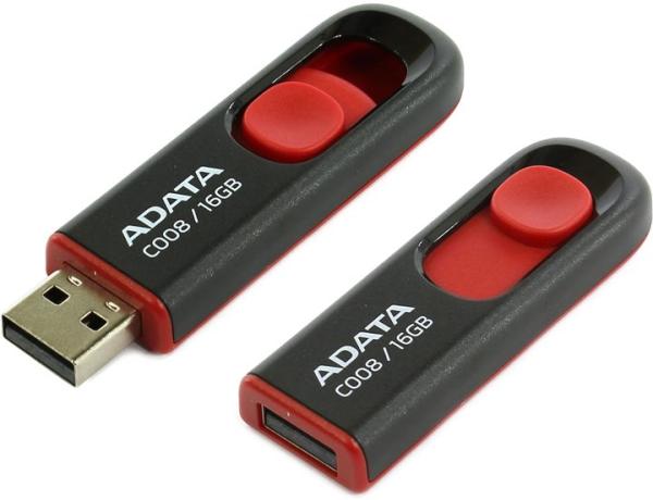 16GB USB ADATA C008 černo/ červená (potisk)