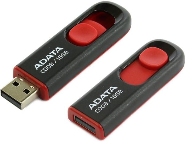 16GB USB ADATA C008 černo/ červená (potisk)