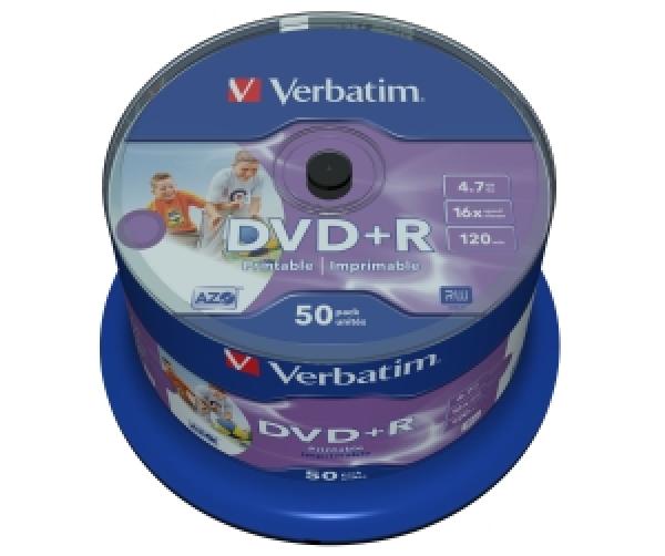 VERBATIM DVD+R(50-Pack)Vreteno/ Printable/ 16x/ 4.7 GB/ DLP