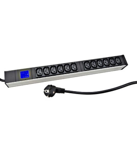 PDU IT METER, integr.merení, 12x C13, Al, 19", 1U, RAL 7035 