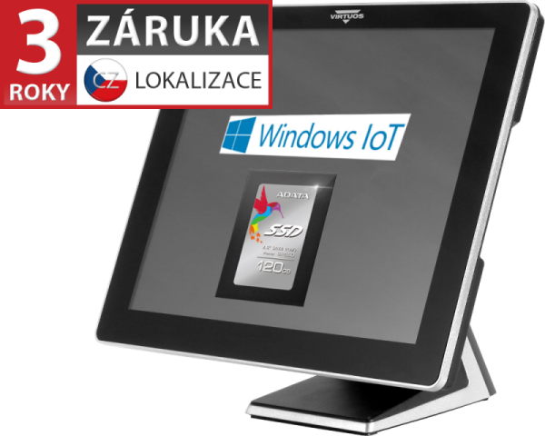 AerPOS PP-9667CV, 17", i3, 8GB, 120GB SSD, Win 10 IoT. kap., bez rámeč.