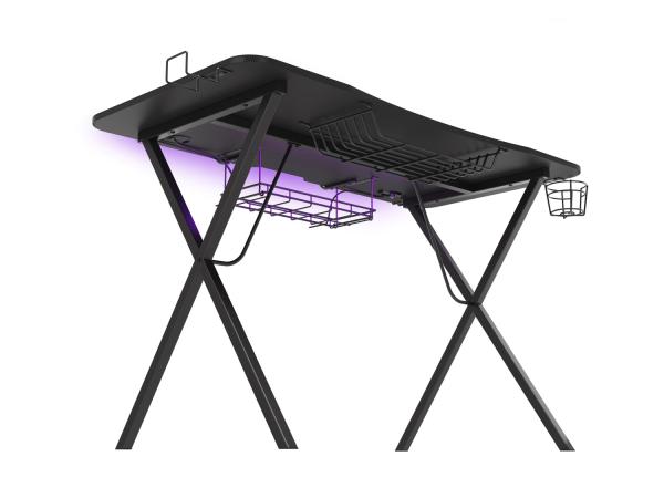 Genesis Holm 300 RGB - herný stôl s RGB podsvietením, 3xUSB 3.0, bezdrôtová nabíjačka mobilov 