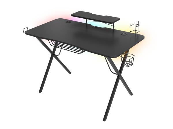 Genesis Holm 300 RGB - herný stôl s RGB podsvietením, 3xUSB 3.0, bezdrôtová nabíjačka mobilov