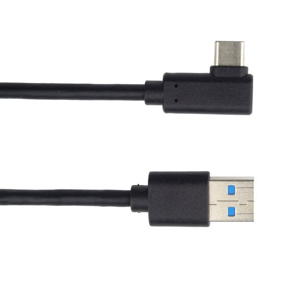 PremiumCord Kabel USB typ C/ M zahnutý konektor 90° - USB 3.0 A/ M, 1m