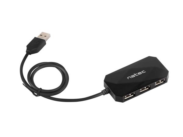 Natec Locust rozbočovač 4x USB 2.0 HUB, čierny 