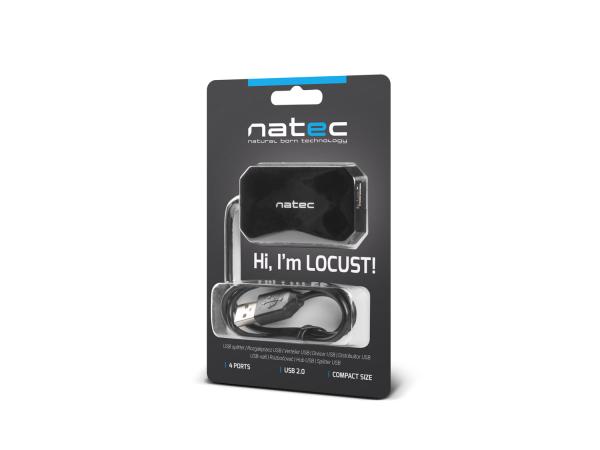 Natec Locust rozbočovač 4x USB 2.0 HUB, černý 